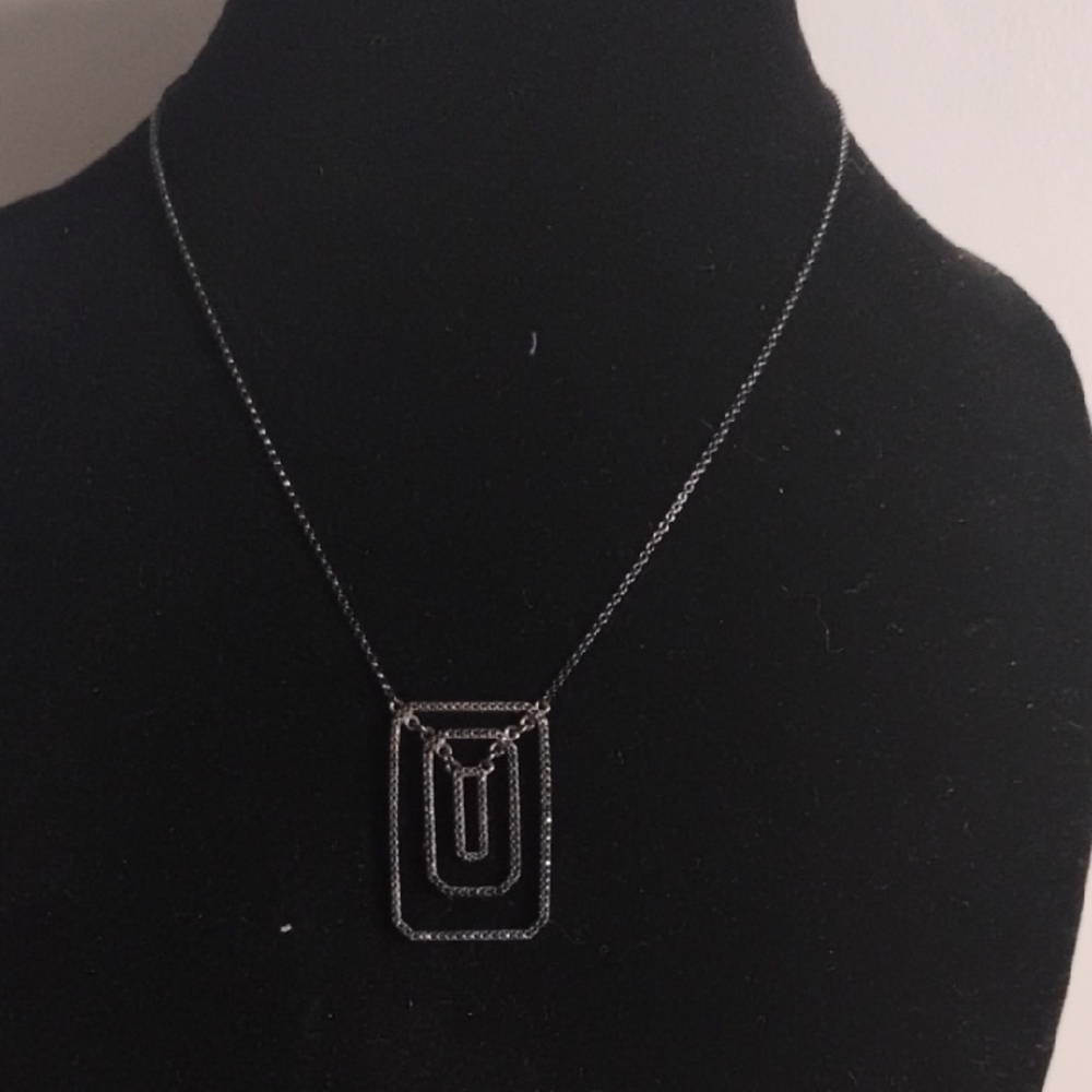 18in Mateo Biyoux Black Spiral Geometric Necklace